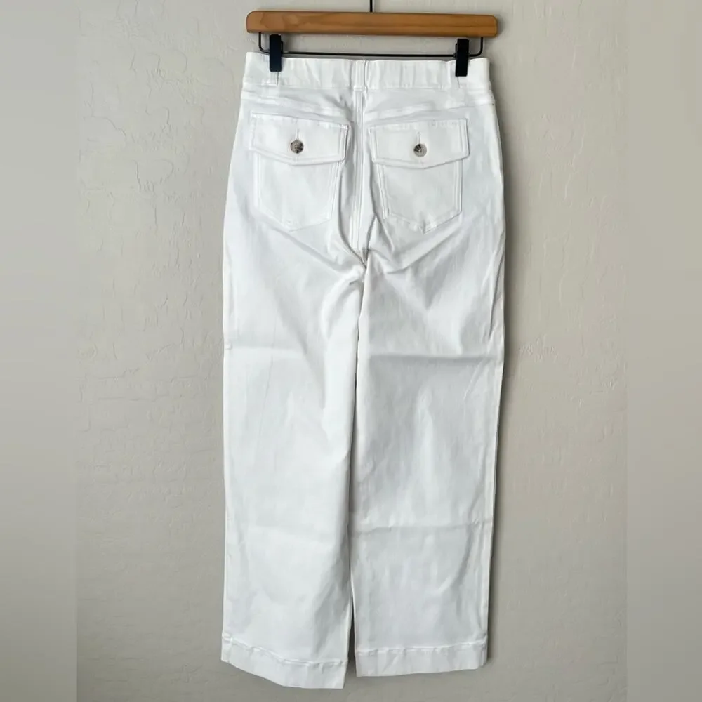 Spanx stretch twill wide leg pants white large  tall NEW - Picture 9 of 12